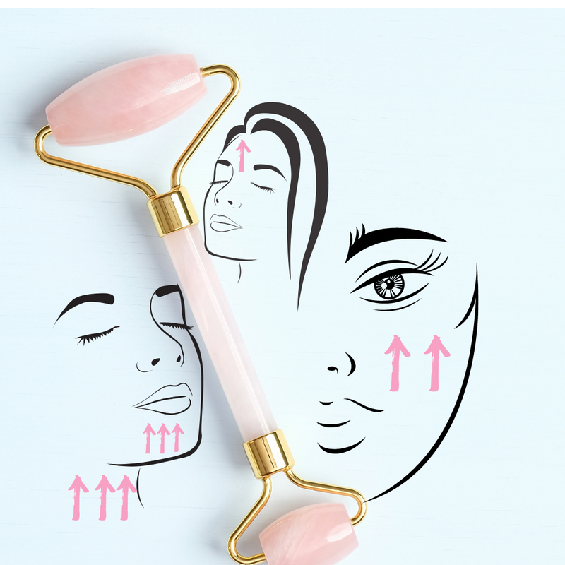 Rouleau massage visage en quartz rose